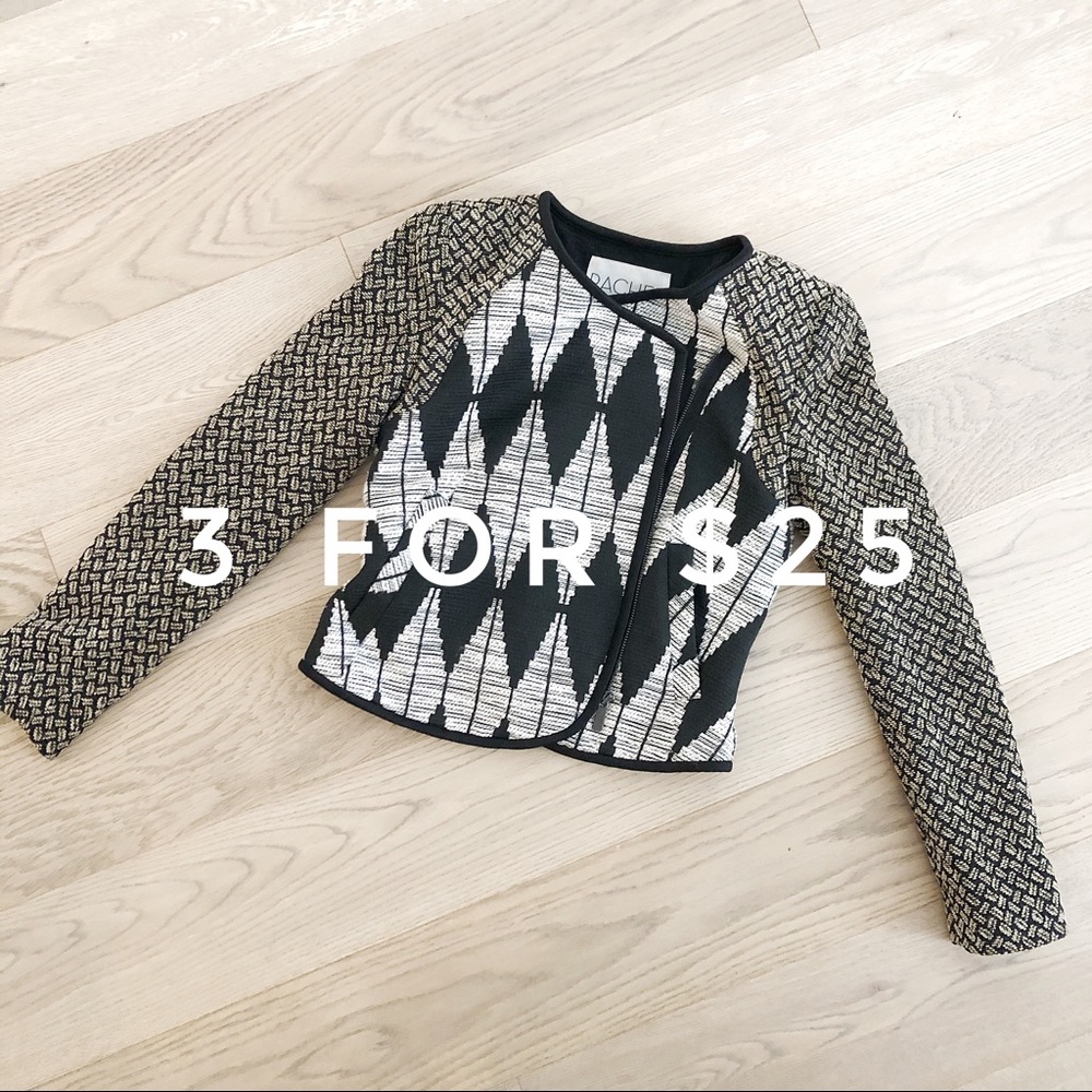 3 FOR $25 Woven asymmetrical moto jacket